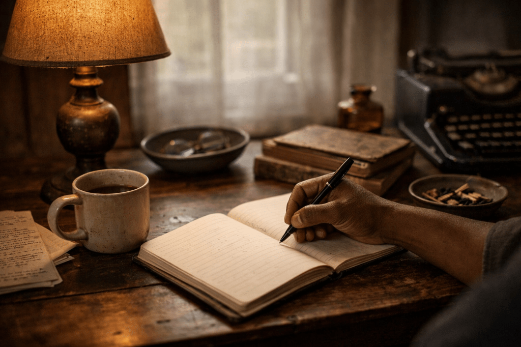 A calm, understated scene symbolizing focus, care, and dignity in work.